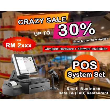 IPOHONLINE POS System Set Small Business Retail Shop & FnB Restaurant
